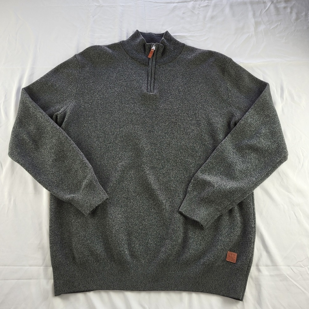 NEXT Men's Sweater Quarter Zip Knit Crewneck Dark Gray Large